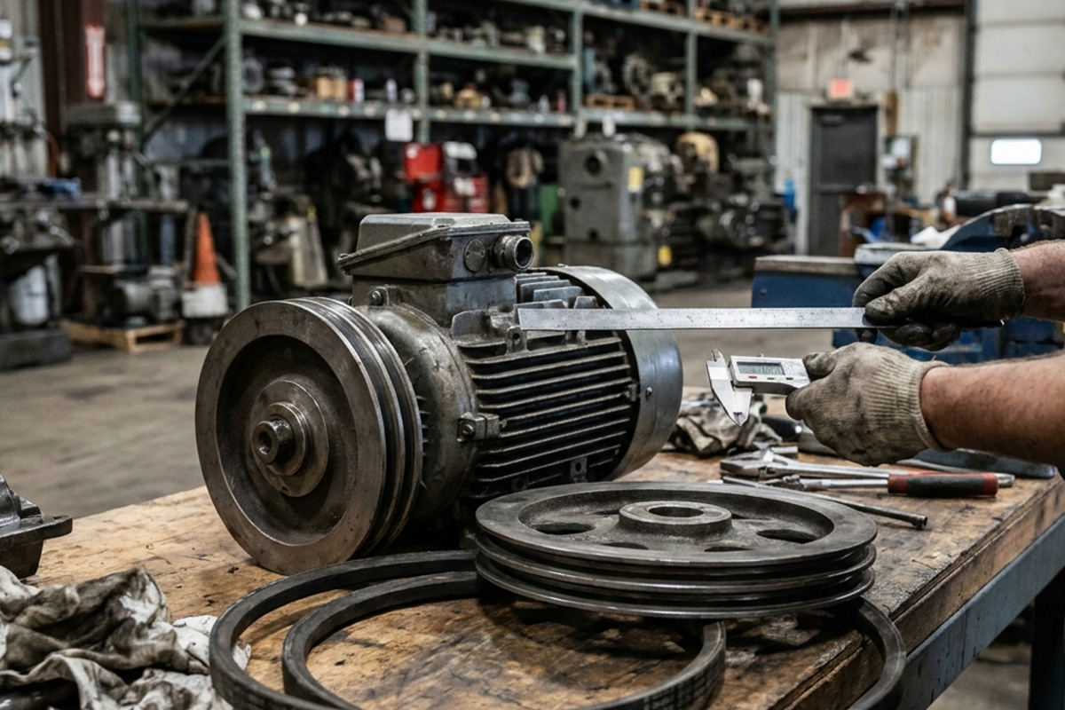 AHU fan motor and belt overhaul and alignment check in Singapore