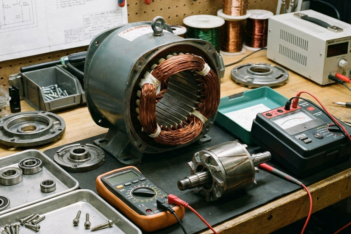 Industrial fan motor rewinding and replacement service for commercial ventilation systems in Singapore